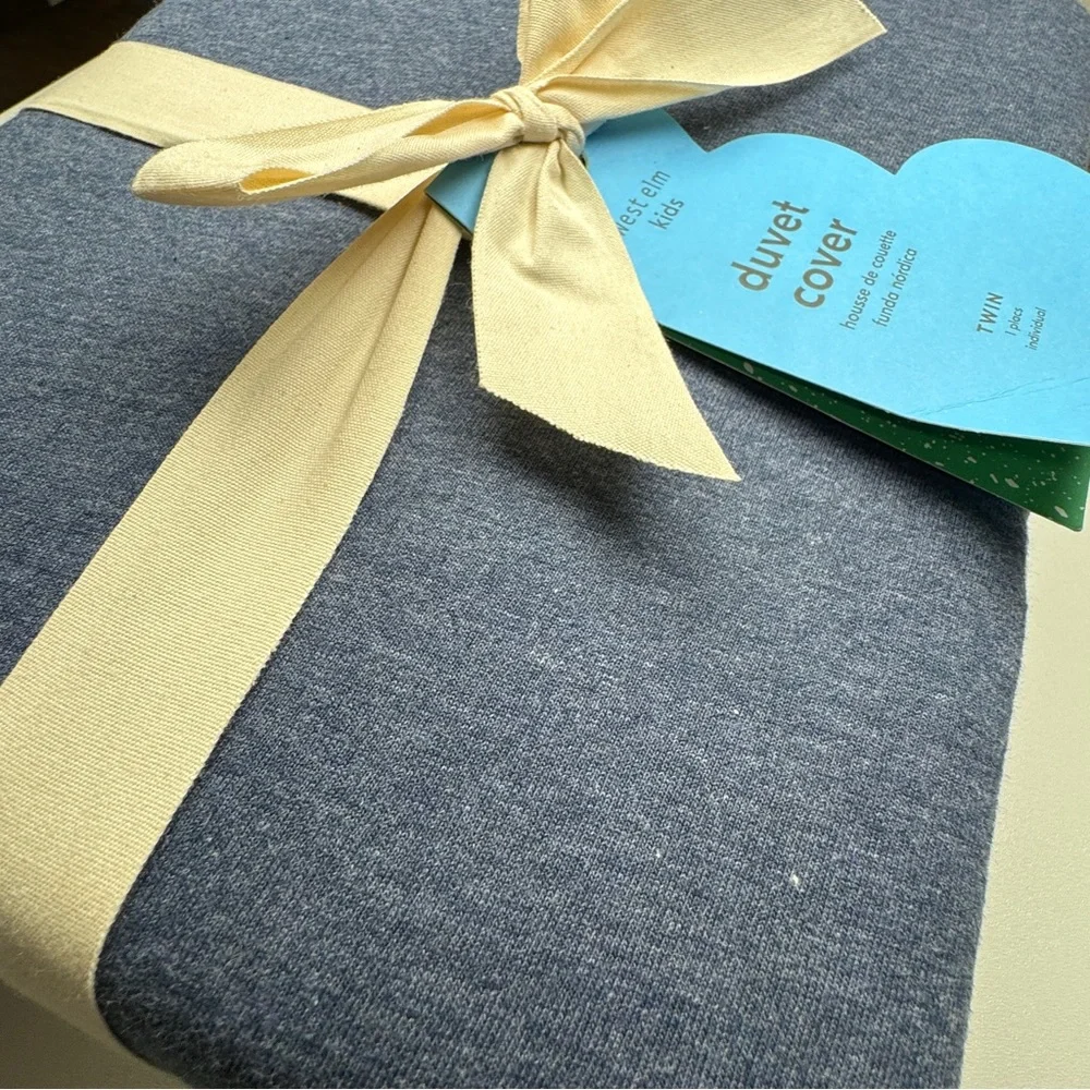 NWT West Elm Kids Favorite Tee Jersey Duvet Cover Rare Heathered Navy Blue Twin